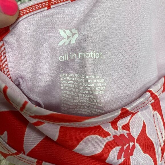 All In Motion Red Floral Bikini Top Size Large - Picture 4 of 4